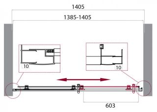 Душевая дверь, хром BelBagno UNO-195-BF-1-140-C-Cr